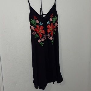 Black floral tank top dress